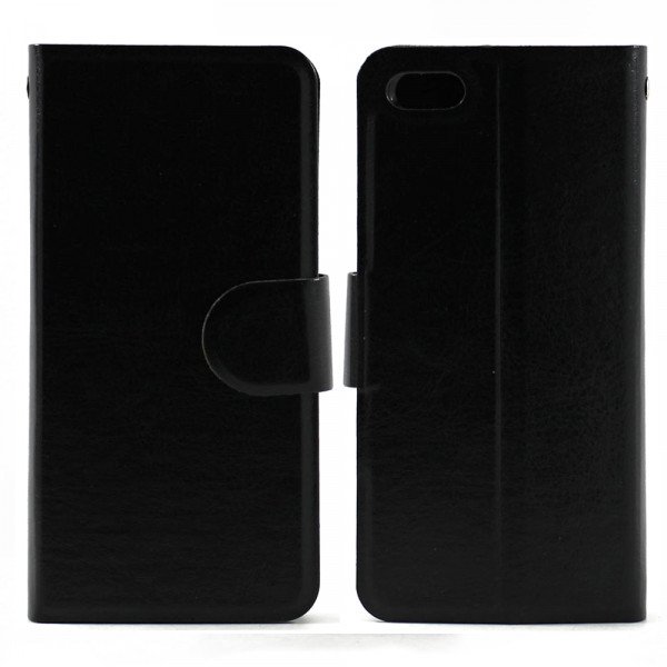 Wholesale iPhone 5S 5 Slim Flip Leather Wallet Case (Black - Black)